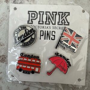 PINK Victoria's Secret London Pin Set - Red and Silver Accents